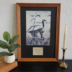 Vintage Framed Bible Verse with Ralph J McDonald Print “The Sentinel” Ducks